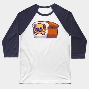 Cute Bulldog Bread Cartoon Baseball T-Shirt